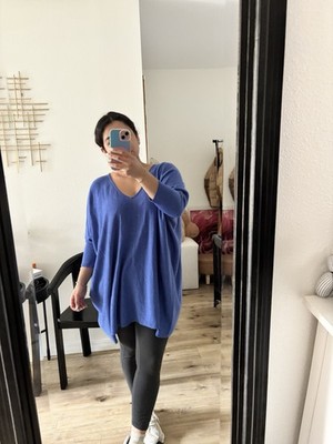 Women s Kerisma brand soft knit oversized lightweight tunic sweater Blue One Sz