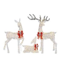 Home Accents Holiday 21RT00421111 Set of 3 LED Deer Family New In Box