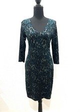Vintage Y2K Karen Kane Velvet Burnout Leopard Print Dress Dark Glam Mob Wife USA