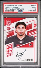 2022 Panini Donruss Elite Pen Pals Autographs Drake London #PPDL PSA 9