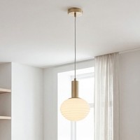 HäNgelampe Esszimmer Glas Weiß Metall Ø18 Cm Rund E27 Pendelleuchte Gold