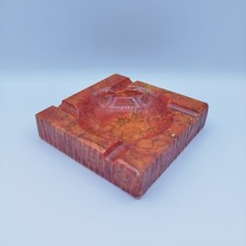 Posacenere vintage in alabastro rosso, made in Italy anni '70