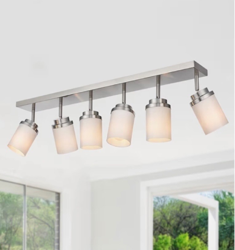6-Lights Track Lighting Ceiling, Ceiling Spotlight Fixtures Brushed Nickel