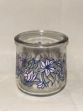 Yoplait Oui Yogurt Limited Edition Floral Glass Jar Flowers Recycled Vintage 5oz