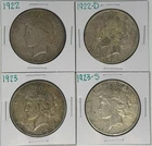 1922 1922-D 1923 1923-S Peace Dollar Lot of 4