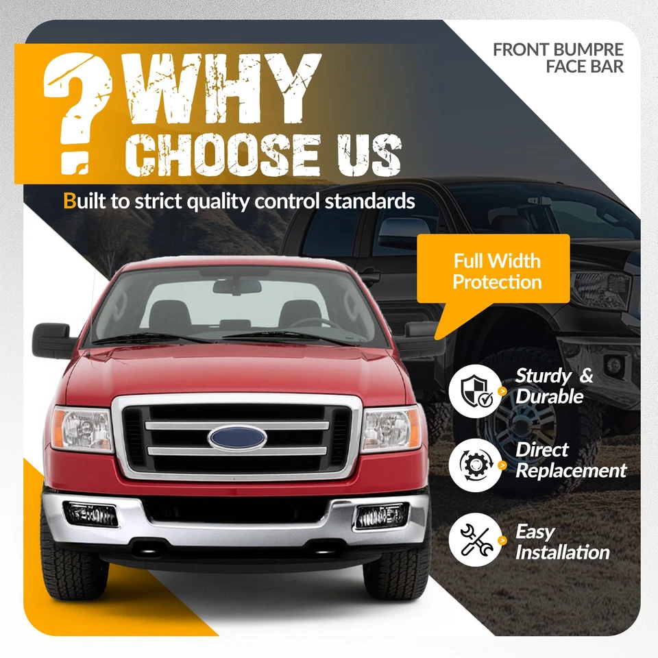 Front Bumper Face Bar For 2004-2006 Ford F-150 Lincoln Mark LT W/Fog Light Holes Foto 3 de 4