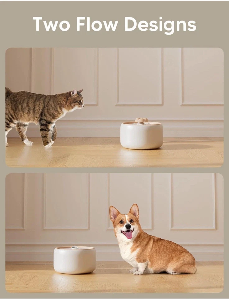 Fuente de agua cerámica para gatos W03 Lite, fuente de cerámica para mascotas 3L/101oz, automática con... Foto 2 de 4