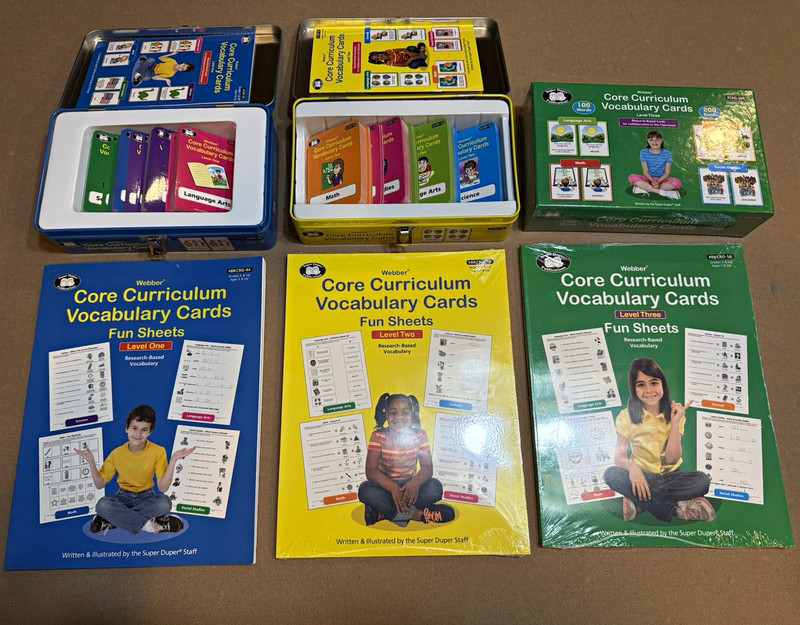 Super Duper Webber Core Curriculum Vocabulary Cards Levels 1-3 Fun Sheets