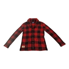 Polo Ralph Lauren Boy's Large Buffalo Check Shawl Cardigan Sweater Red/Black