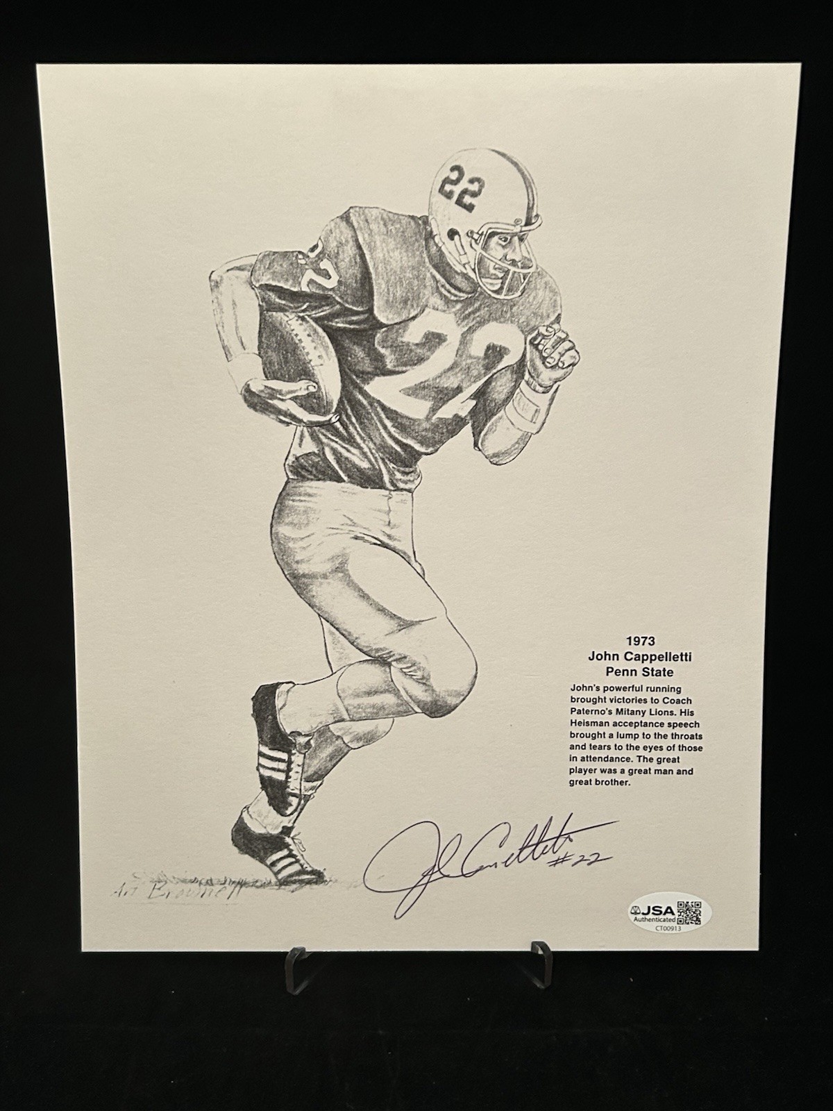 John Cappelletti Penn State 1973 Heisman Trophy Autograph Signed 8x10 Photo JSA
