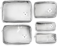 5 Piece Diaper Bag Organizer Pouch Set Clear W/ Zippers  Nestable