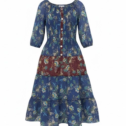 Tiered Floral Maxi Dress Womens XL Cottagecore Coquet Milkmaid Festival