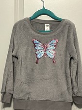 NWT Oshkosh B  gosh Gray Fuzzy Butterfly Pullover With Flip Sequins Size 4