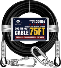 75Ft Dog Tie Out Cable, 65/85/100Ft Dog Leads for Small to Large Pets up to 300