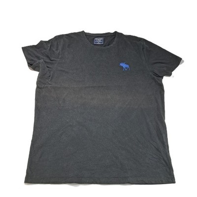 Abercrombie and Fitch T-Shirt Men XL VTG Schwarz Elch Stickerei Blau A & F