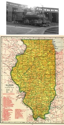 1944 ILLINOIS MAP HISTORY of all RAILROADS TOWNS CITIES shows RR'S + IC PHOTO