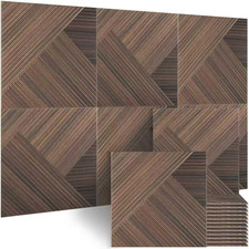6 Pack Wood Wall Panel,23.6"X23.6" Peel and Stick Faux Acousitc Panel