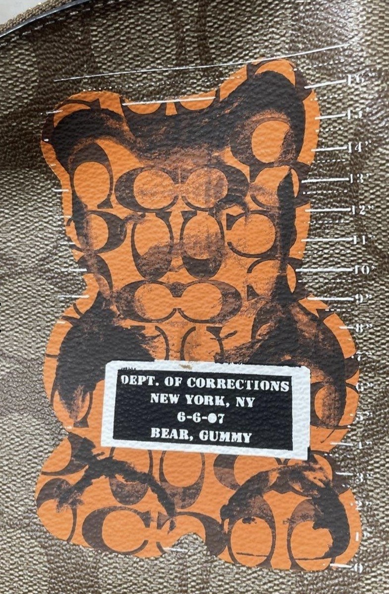 Coach ロゴプリント リュック　Gummy Bear コラボ Coach Brown and Black Backpack with Bear Gummy Applique Logo Print