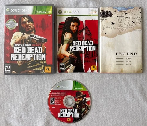 Red Dead Redemption (Microsoft Xbox 360, 2010) Complete W/ Manual & Map Tested