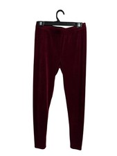 Conceited Burgundy Velvet Soft Stretchy Waistband Slim Fit Leggings Size L Luxe