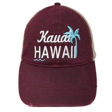 Kauai Hawaii Snapback Mesh Back Trucker Hat Red One Size Colorblock