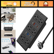 30W Recessed Power Strip USB C, Desk Flush Mount Outlet Plug in 6 AC  8 USB Por