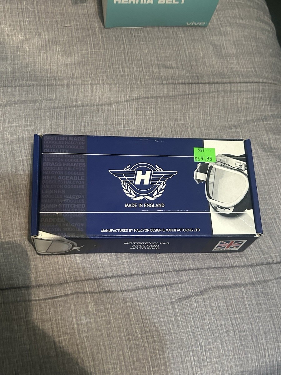 パーツ Halcyon Goggles Made in England New Halcyon Classic Motorcycle/ Driver/Aviation Goggles England W