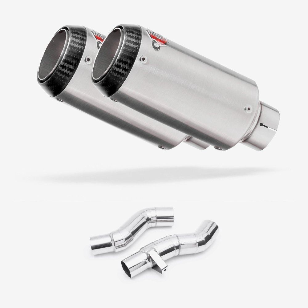 Lextek CP1 Matt S/Steel Carbon Tip Exhaust 150mm with Link Pipes