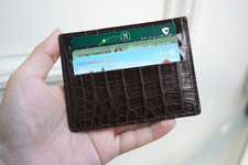 Dark Brown Real Croc Belly Leather Slim Card Holder