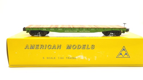 Coche plano calibre S American Models Burlington Northern 46 ft #605863 - Nuevo en caja | Zustand: New
