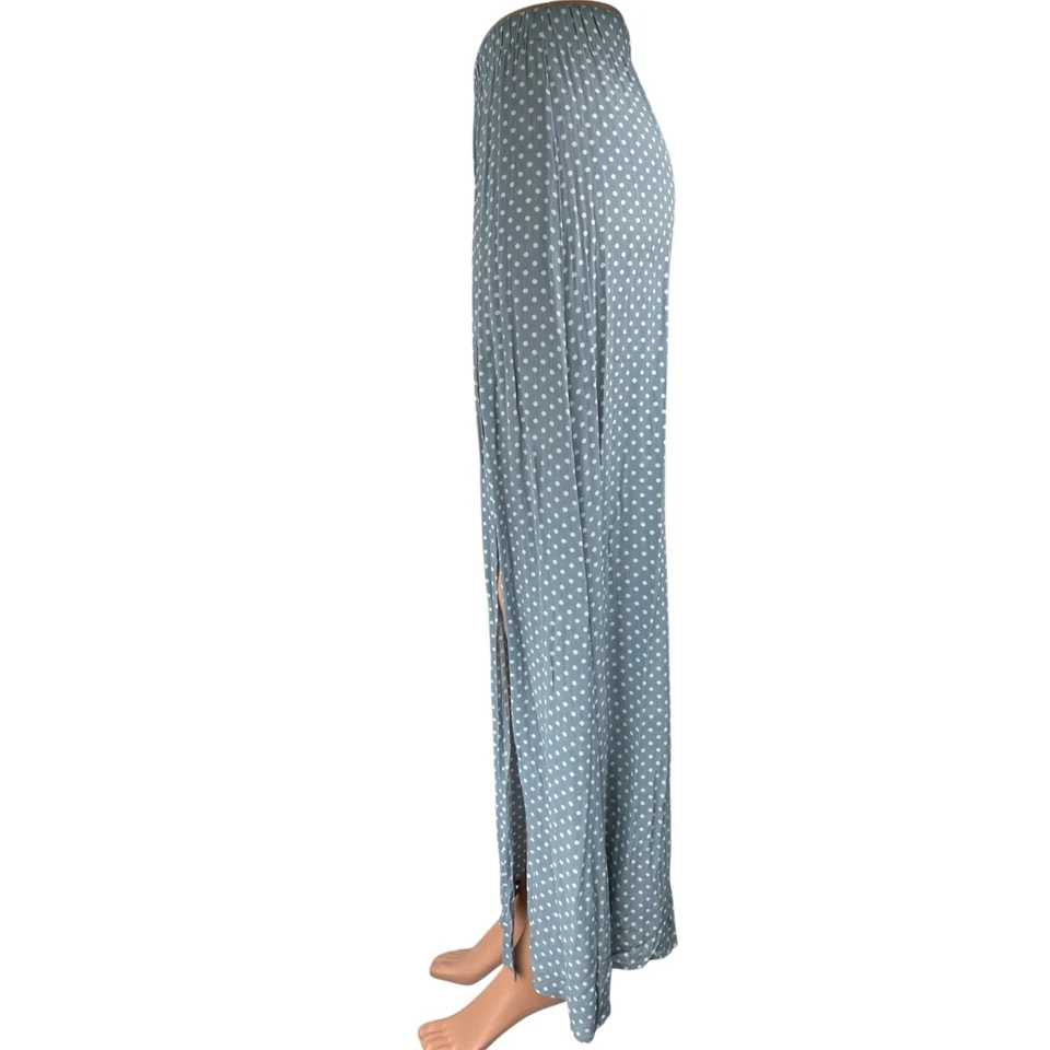 Honey Punch Blue White Polka Dot Double High Slit Maxi Straight A-Line Skirt S - Изображение 2 из 4