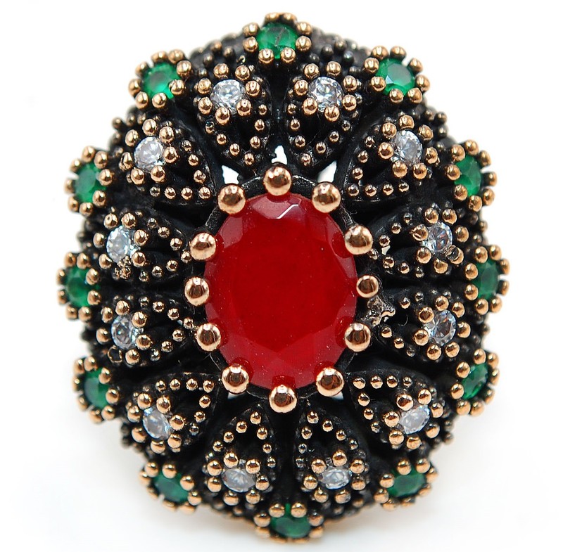 Ottoman 5CT Heat Treated Rubellite Tourmaline 925 Sterling Silver Ring Sz 7 H4-6