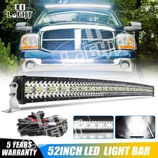 For 2002-2008 Dodge Ram 1500 300W Tri Row 52" Curved LED Light Bar Combo + Wire