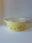 Vintage #475-B PYREX casserole dish w/ lid yellow Shenandoah green florals