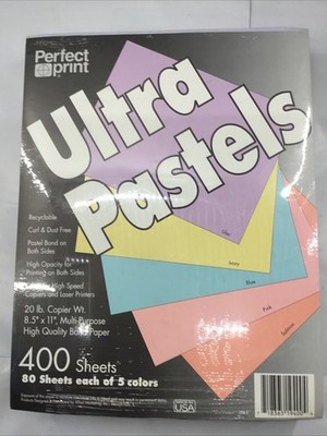 Perfect Print Ultra Pastels 20lb High Quality Bond Paper 805 x 11'' 400 Sheets