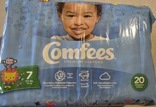 lot 4 pack Comfees Baby Diapers Size 7 Over 41 lbs. 20 Ct Hypoallergenic Liner