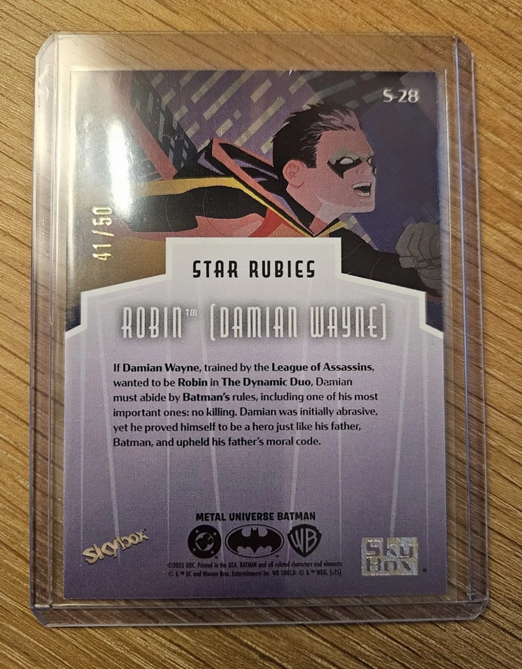 2025 Upper Deck Batman Metal Universe Robin (Damian Wayne) Star Rubies /50 - Image 2 of 2