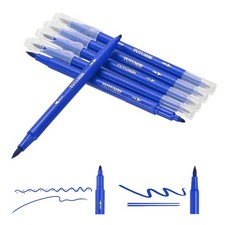 Dual Brush Markers, Ocean Blue Fine and Brush Tip Pen for Coloring, 6 Pcs