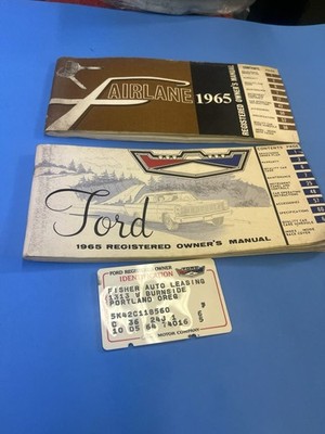1965 Ford Fairlane Owners Manual + Owners Tag W/additional 1965 Manual 