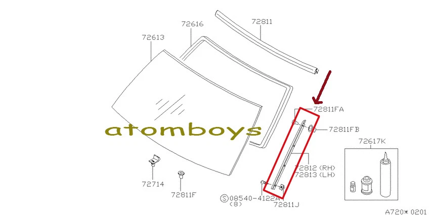 Original NISSAN FRONTIER D22 Moldura Parabrisas SELLO DE VIDRIO LATERAL RESISTENTE A LA INTEMPERIE Foto 4 de 4