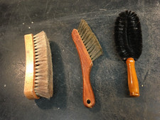 Vintage Shoe Polisher Wood Handle Brush Lot 3pc Shoe Shine Kit