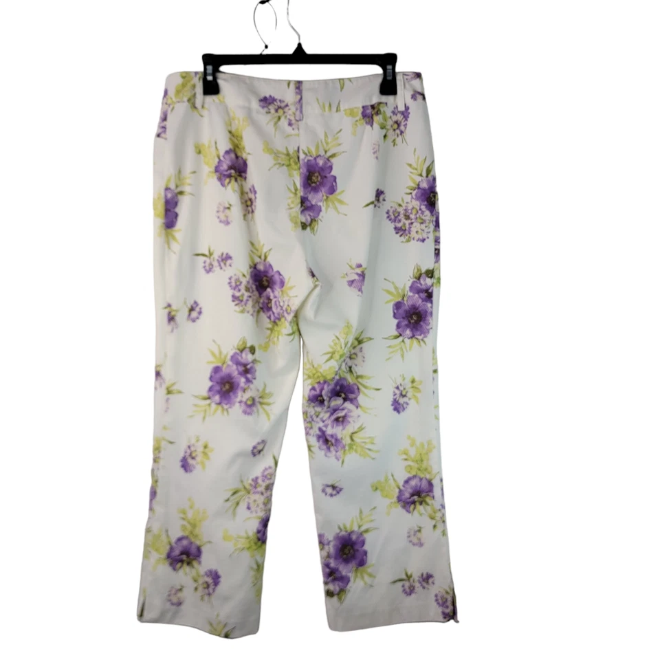 Karen Kane 女式白色花卉平底短裤中腰衬里 8 码 — 第 2/4 张图片