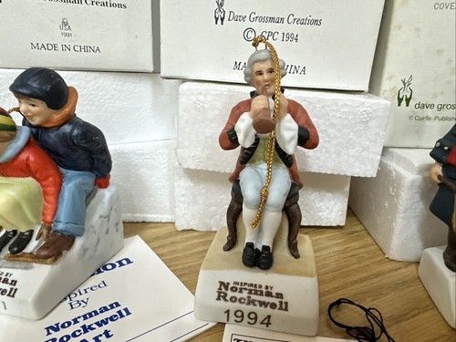 Norman Rockwell Christmas Ornaments Set Of 9 2002-2010 Dave Grossman Vintage - Picture 5 of 24