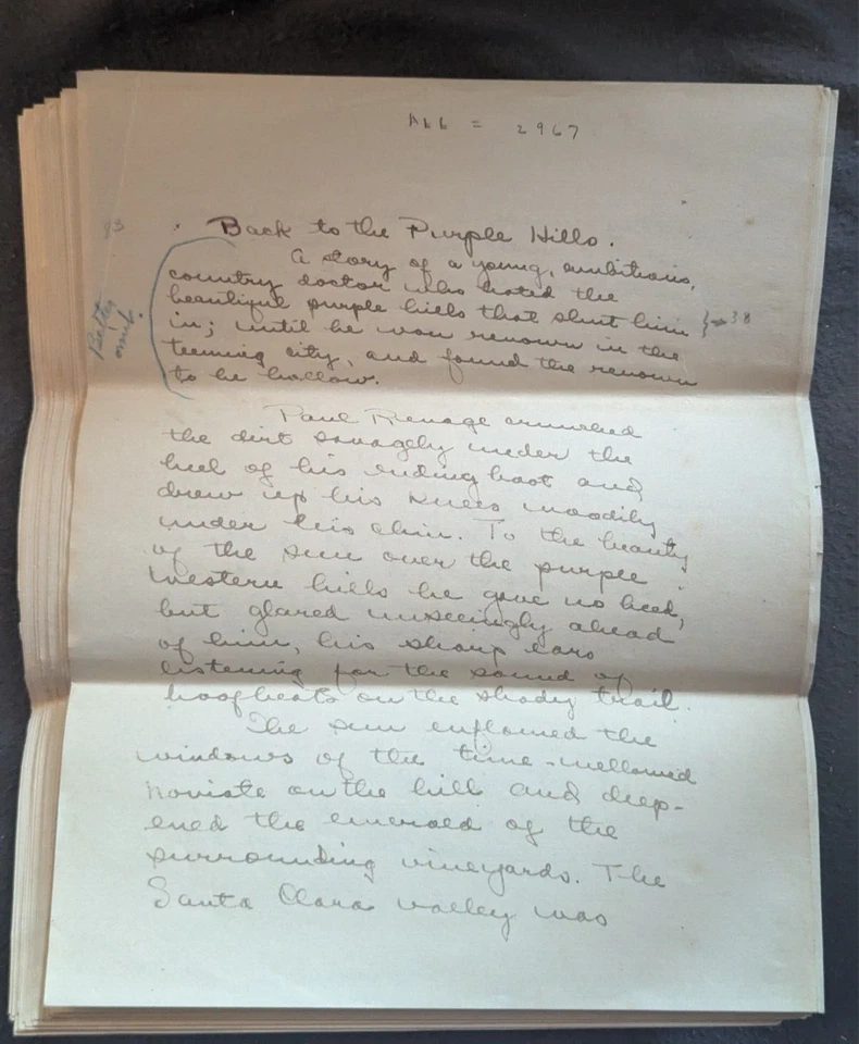 Handwritten Story Manuscript by Student of Palmer Institute of Authorship, 1927 - Image 2 of 4