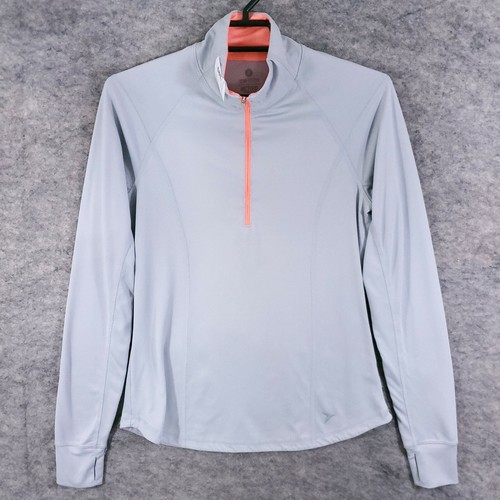 Old Navy Jacket Women Small Grey Activewear Semi-Fitted Stretch 1/4 Zipper Thumb - 第 1/10 張圖片