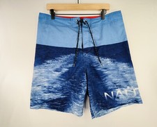 Nautica Men's Sz 36 Blue Print Draw String Swim Trunks