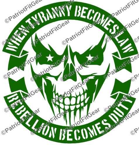 When Tyranny Becomes Law,Rebellion Becomes Duty,Skull,Molon Labe,Vinyl Decal - 第 7/12 張圖片