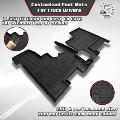 For Kenworth T270/T370/T300 All-Weather Deep Dish Heavy Duty Truck Floor Mats