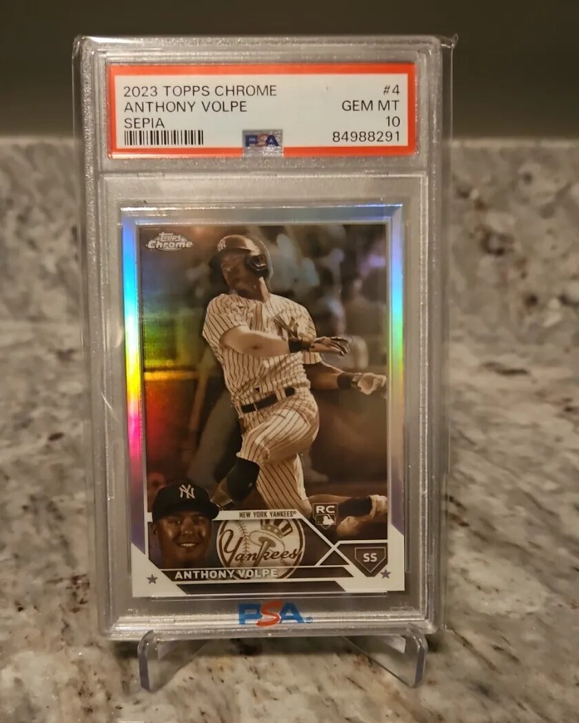 2023 Topps Chrome Anthony Volpe #4 Sepia Refractor PSA 10 Rookie Yankees