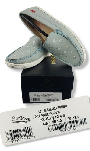 Marc Joseph New York Kids Unisex Leather Driver Silver Star Loafer, L-Grey 1.5 - Picture 11 of 11